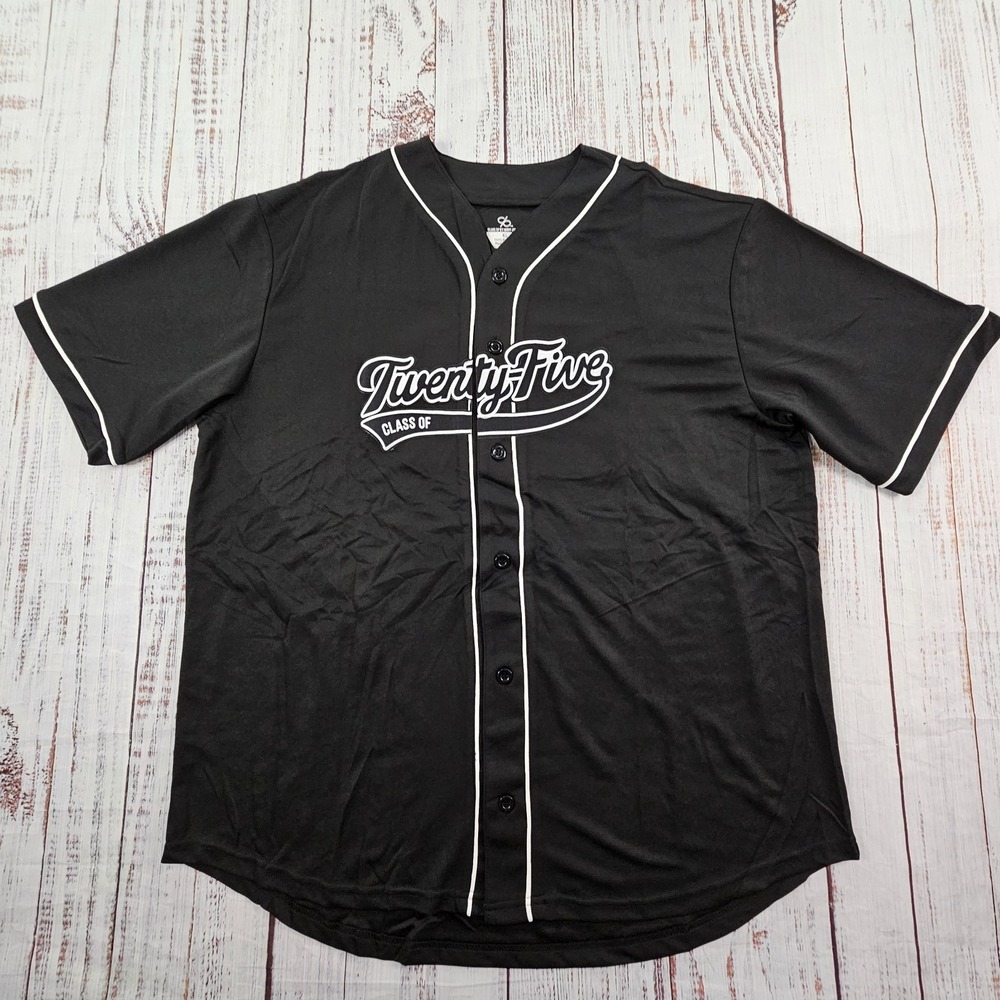 Seniors 2025 Black Short Sleeve Polyester Baseball Jersey Adult XL